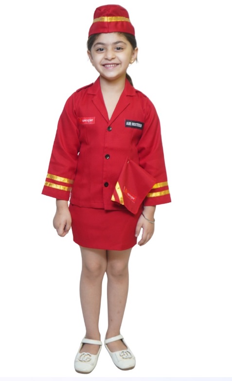 Kids Air Hostess Cabin Crew Uniform Costume